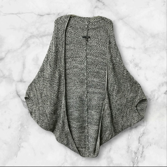 OBOE Sweater Cocoon Open Front SZ M/L Black White Gray Chunky Oversize Boho Knit - Picture 3 of 9